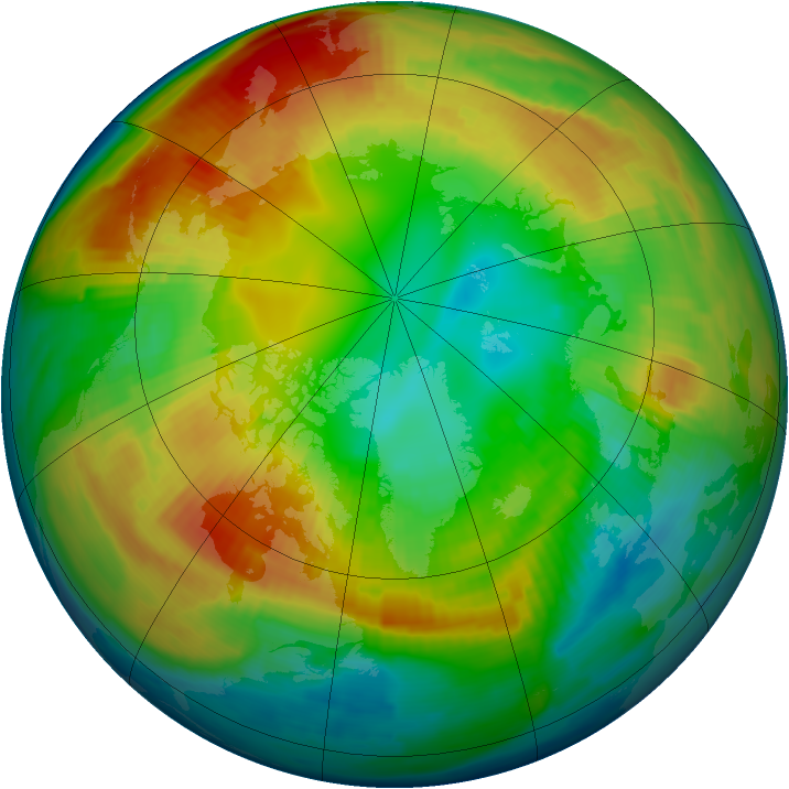 Arctic ozone map for 22 February 1997